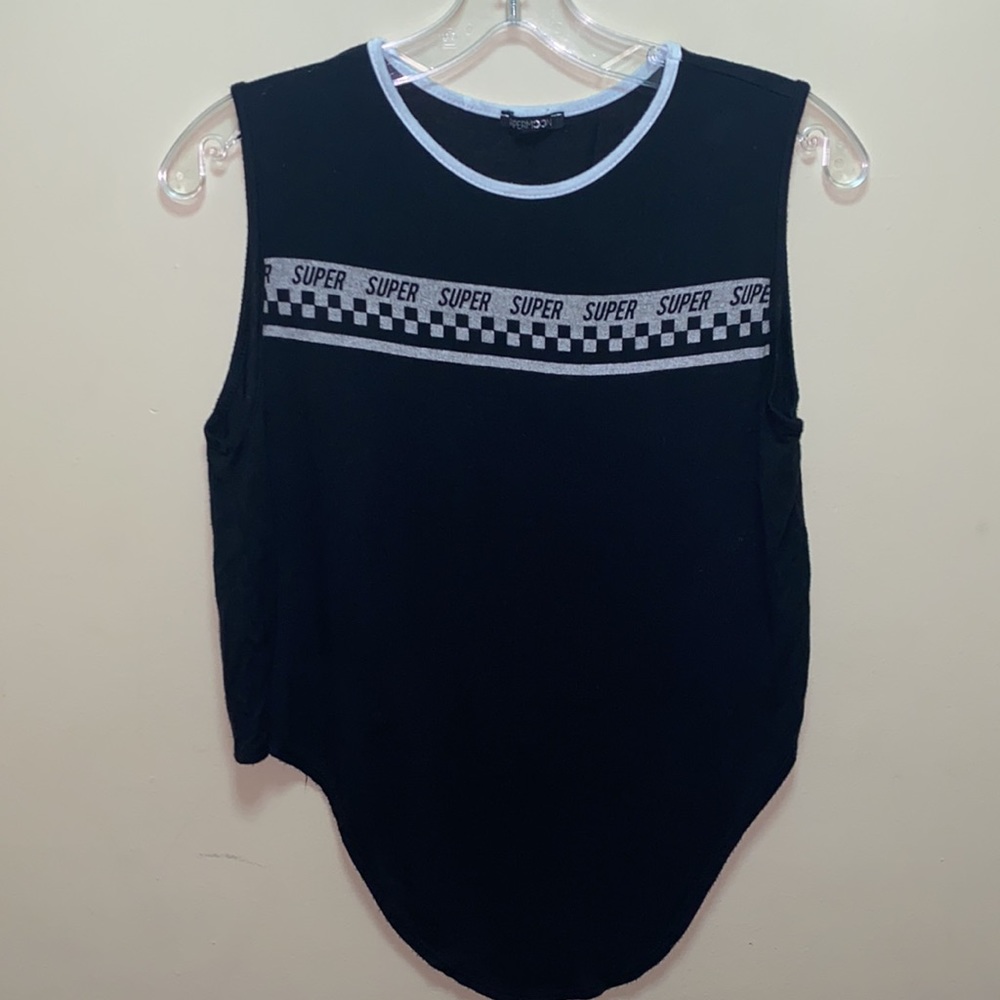 Paper moon Black Juniors Super Front Tie Crop Tank Top